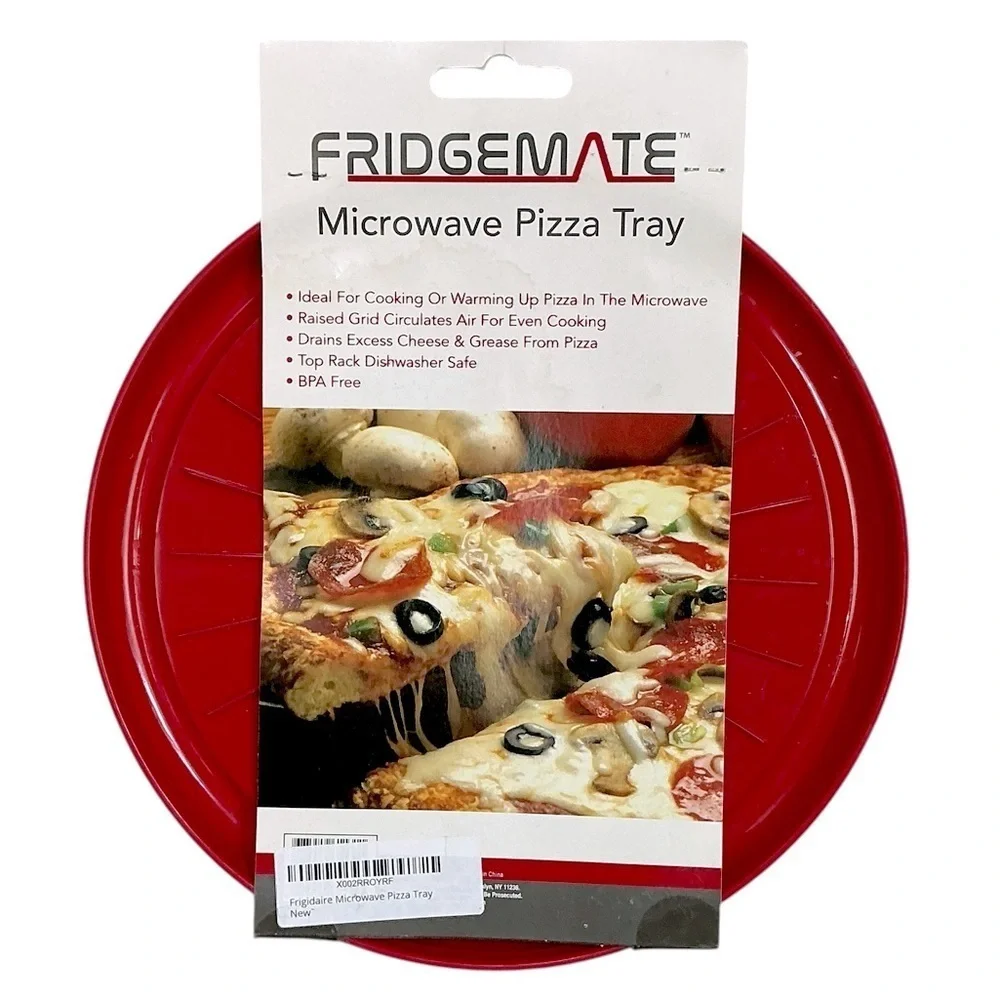 Frigidaire Pizza Reheating Microwave Reusable 4 Trays Fridgemate Red Round NEW